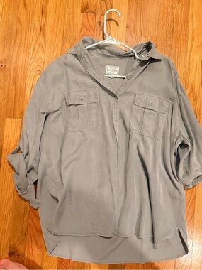 Fat Face Gray Button-Front Utility Shirt